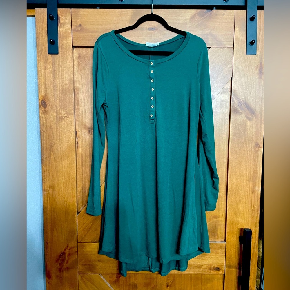 Zenana high low dress green